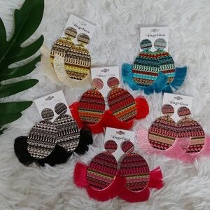 Bundle of Wood Color Tassel Earrings